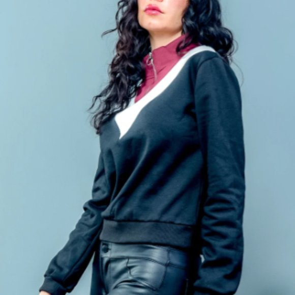 ⭐️ 2 for $17 Colorblock Front Zipp Neckline Pullover Sweatshirt - Picture 3 of 5